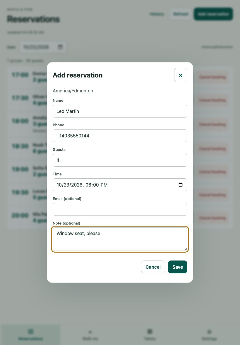 SeatNote — a simpler reservation book
